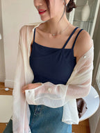 Plain Color Casual Versatile Asymmetrical Camisole