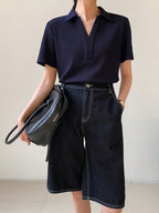 Casual Versatile Solid Color Polo Shirt Short Sleeve T-Shirt