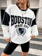 Letter Graphic Colorblock Drop Shoulder Sweatshirt