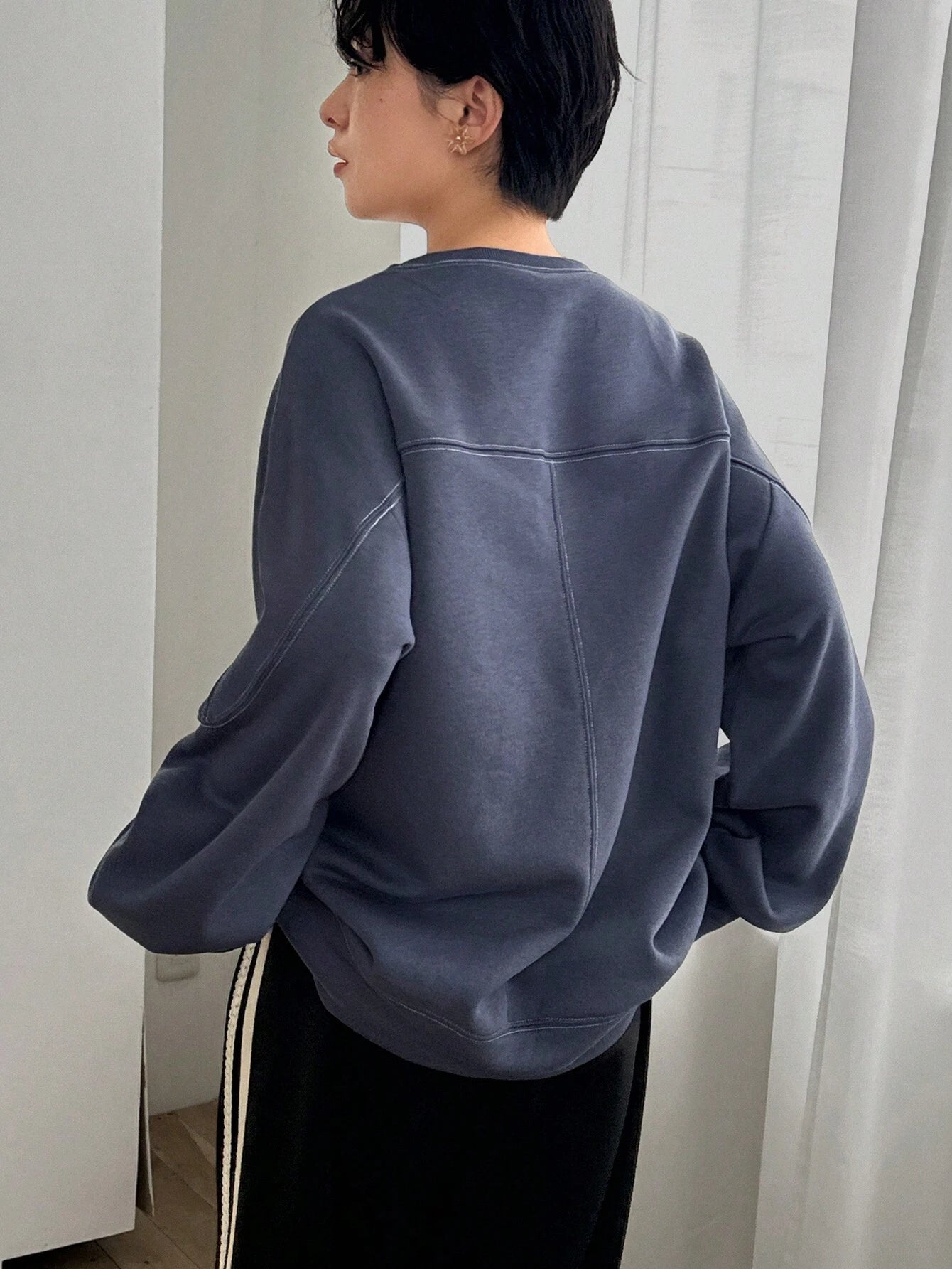 Round Neck Contrast Color Loose Oversized Pullover Sweatshirt, Autumn & Winter