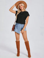 Solid Batwing Sleeve Tee
