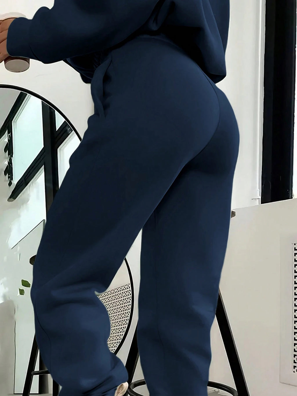 Heart Print Long Sleeve Cropped Hoodie And Drawstring Waist Pocketed Jogger Sweatpants 2 Pieces Set