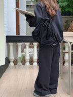 Casual Letter Printed Crew Neck Raglan Sleeve Sweatshirt And Sweatpants Set
