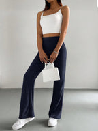 Solid Color High Waisted Pants