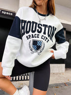 Letter Graphic Colorblock Drop Shoulder Sweatshirt