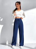 Solid Color Drawstring Waist Sweatpants Graduation, Back To School Outfits