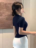 Slim Fit Casual Turndown Collar Short Sleeve T-Shirt