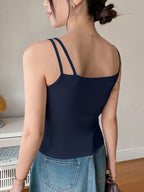 Plain Color Casual Versatile Asymmetrical Camisole