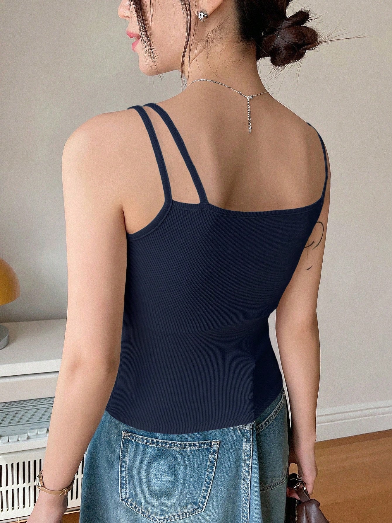 Plain Color Casual Versatile Asymmetrical Camisole