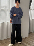 Round Neck Contrast Color Loose Oversized Pullover Sweatshirt, Autumn & Winter