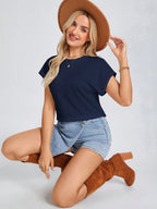 Solid Batwing Sleeve Tee