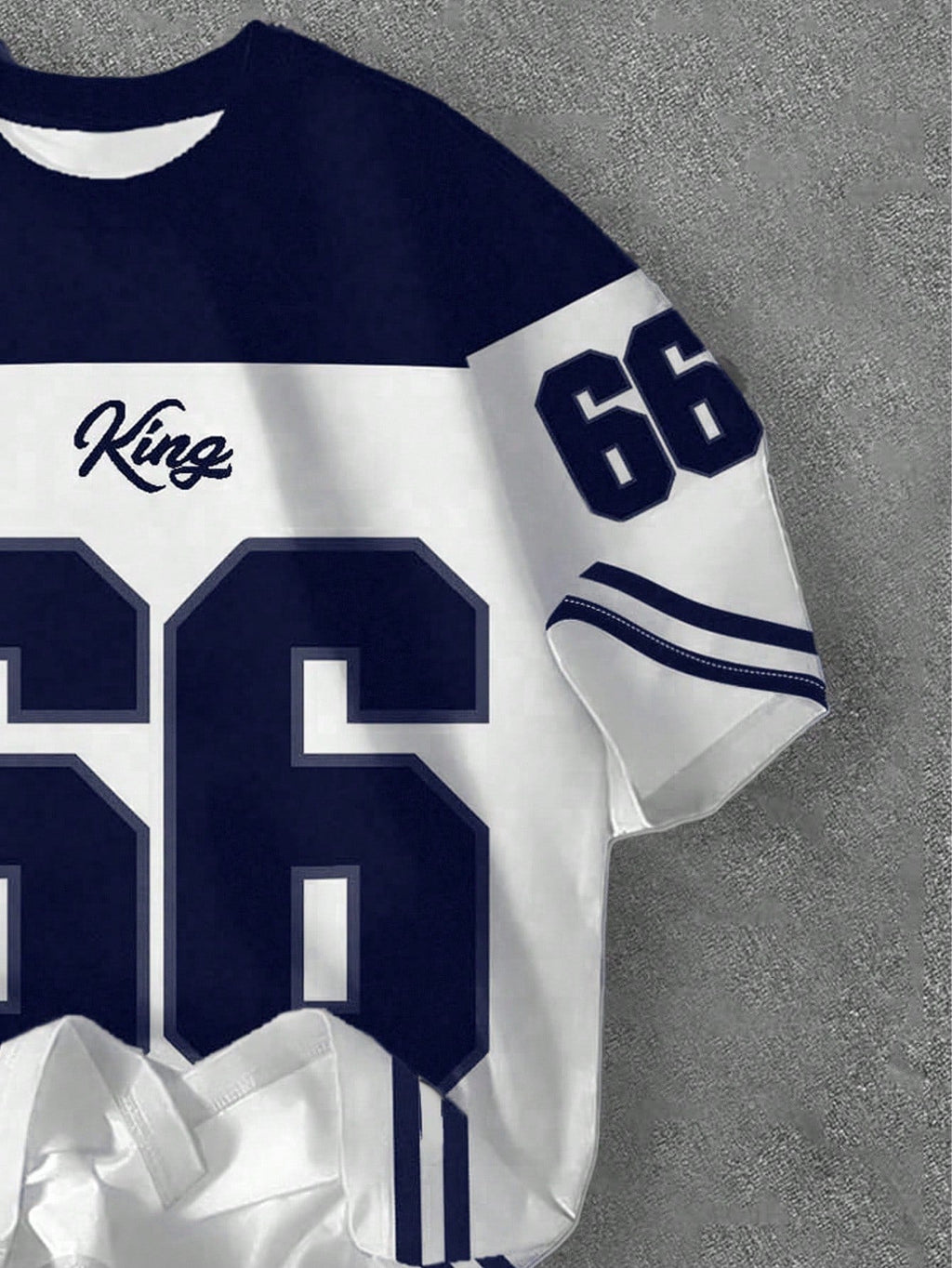 Casual Minimalist Numeric 66 Print Round Neck Loose Fit Short Sleeve T-Shirt