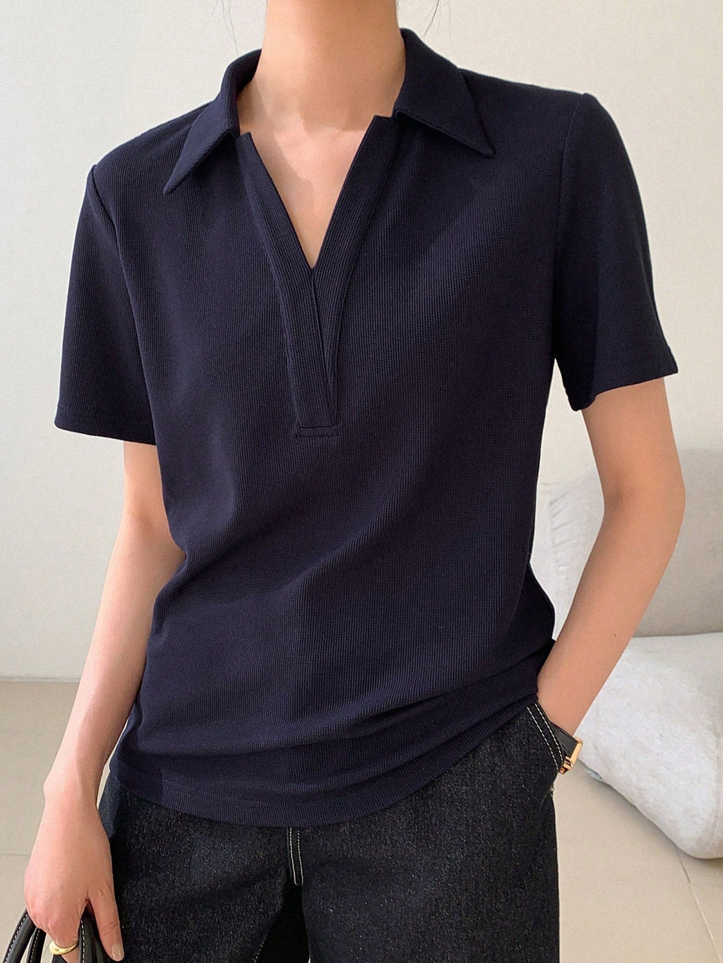 Casual Versatile Solid Color Polo Shirt Short Sleeve T-Shirt