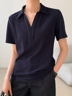 Casual Versatile Solid Color Polo Shirt Short Sleeve T-Shirt