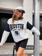 Letter Graphic Colorblock Drop Shoulder Sweatshirt