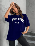 Minimalist English Printed Casual Street Style T-Shirt Graphic Tees Women Tops