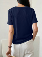 Less Solid Rib Knit Button Front Tee Old Money Style
