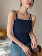 Plain Color Casual Versatile Asymmetrical Camisole