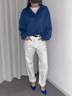 Solid Color Drop Shoulder Long Sleeve Loose Casual Sweatshirt