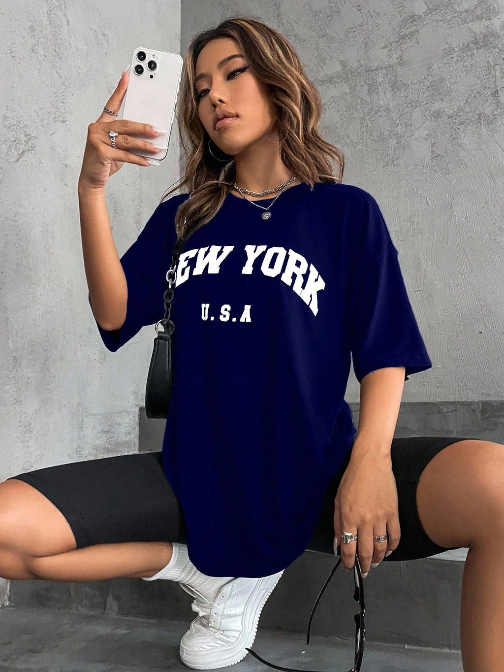 Minimalist English Printed Casual Street Style T-Shirt Graphic Tees Women Tops