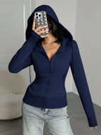 Casual Brown Hoodie Sweatshirt, Autumn/Winter Brown Long Sleeve Top