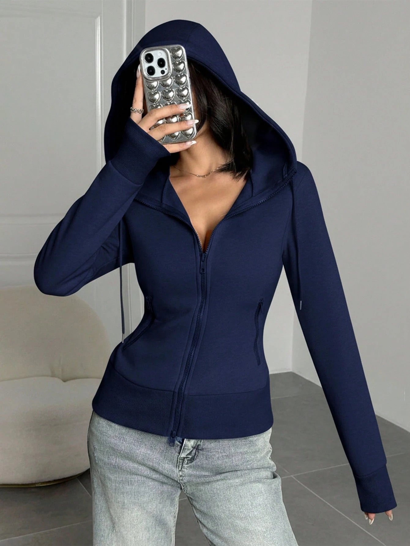 Casual Brown Hoodie Sweatshirt, Autumn/Winter Brown Long Sleeve Top
