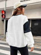 Letter Graphic Colorblock Drop Shoulder Sweatshirt
