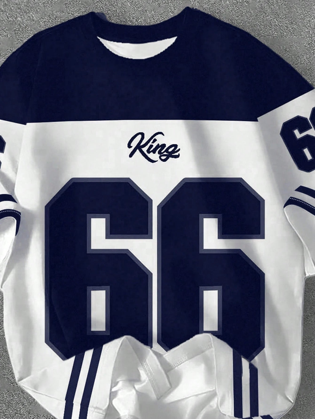 Casual Minimalist Numeric 66 Print Round Neck Loose Fit Short Sleeve T-Shirt