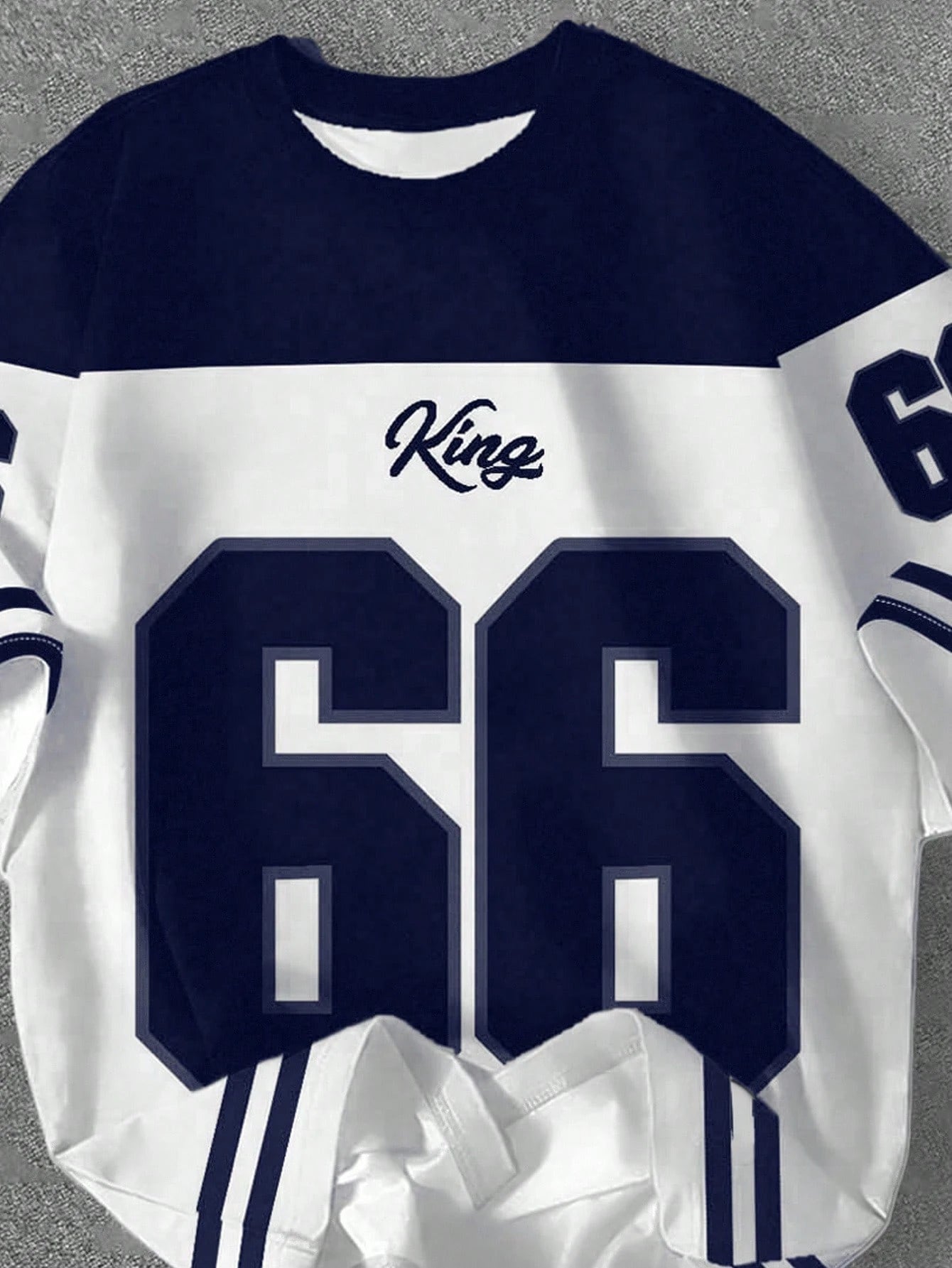 Casual Minimalist Numeric 66 Print Round Neck Loose Fit Short Sleeve T-Shirt