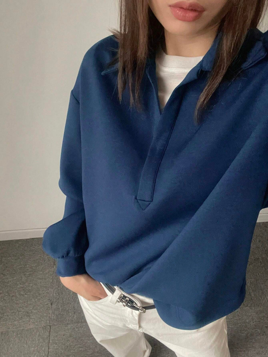 Solid Color Drop Shoulder Long Sleeve Loose Casual Sweatshirt
