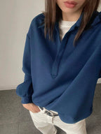 Solid Color Drop Shoulder Long Sleeve Loose Casual Sweatshirt