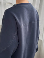 Round Neck Contrast Color Loose Oversized Pullover Sweatshirt, Autumn & Winter
