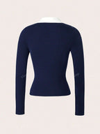 Elegant Polo-Collar Christmas Top For Commute And Daily Wear