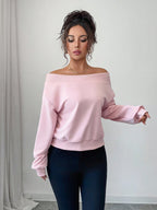 Elegant & Romantic Off-Shoulder Sweatshirt