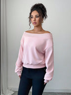 Elegant & Romantic Off-Shoulder Sweatshirt