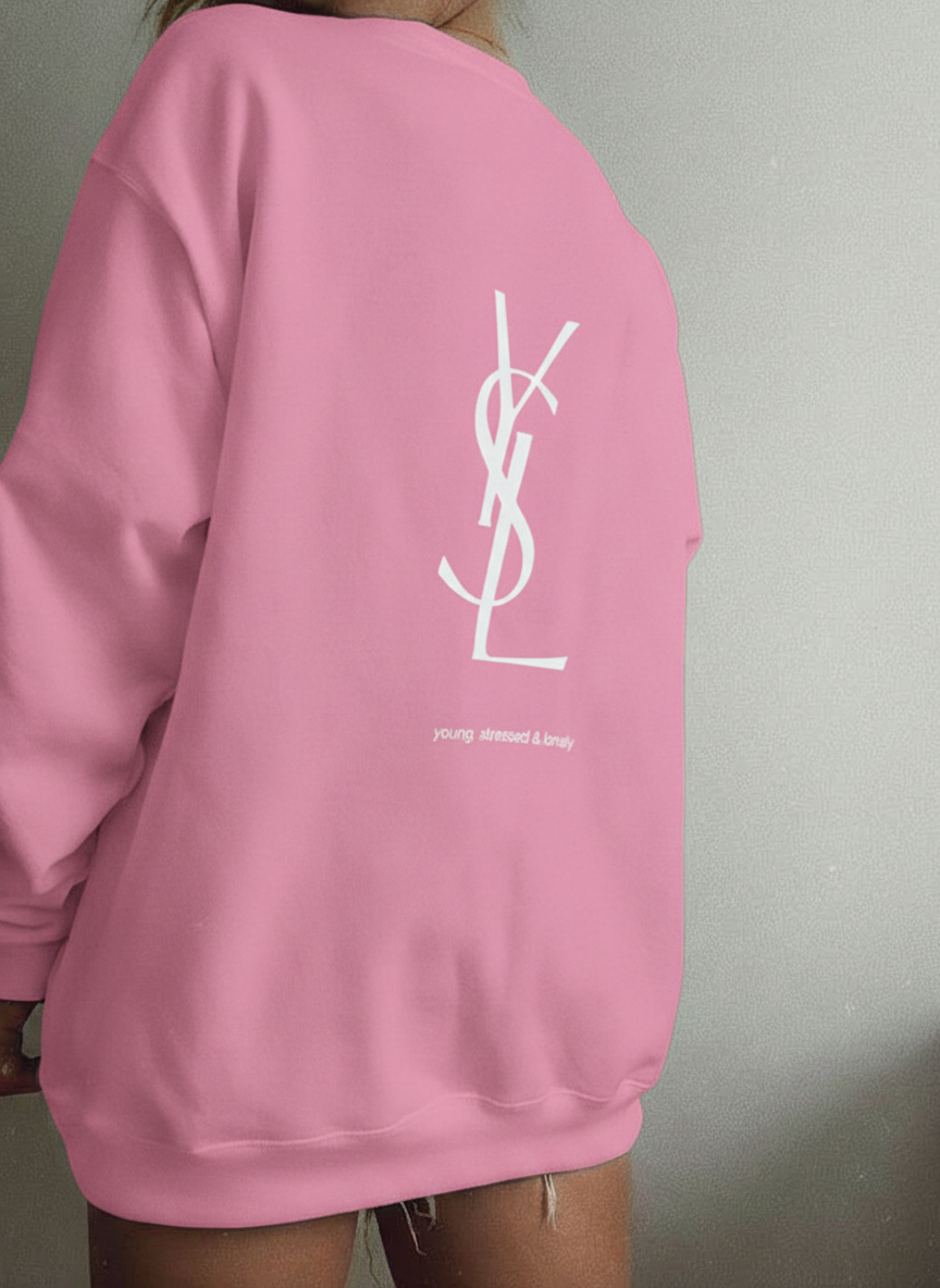 Letter Graphic Thermal Sweatshirt with Letter Print Yves Saint Laurent Long-Sleeve Top
