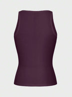 Casual Versatile Solid Color Knit Sports Tank Top