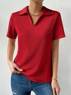 Solid Ribbed Knit Tee