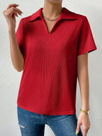 Solid Ribbed Knit Tee