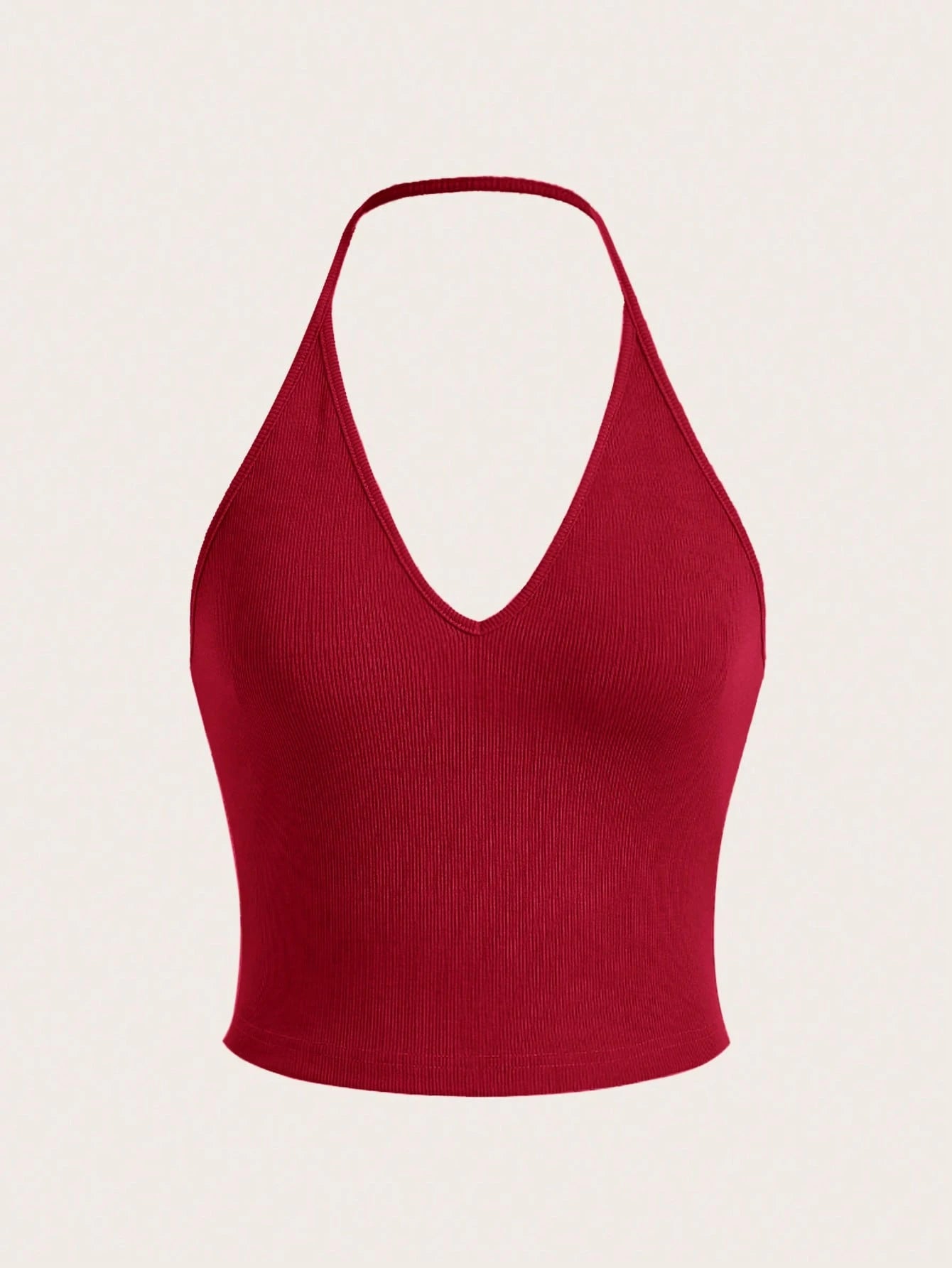 Summer Sexy Solid Backless Crop Halter Top