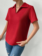 Solid Ribbed Knit Tee