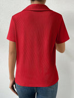 Solid Ribbed Knit Tee