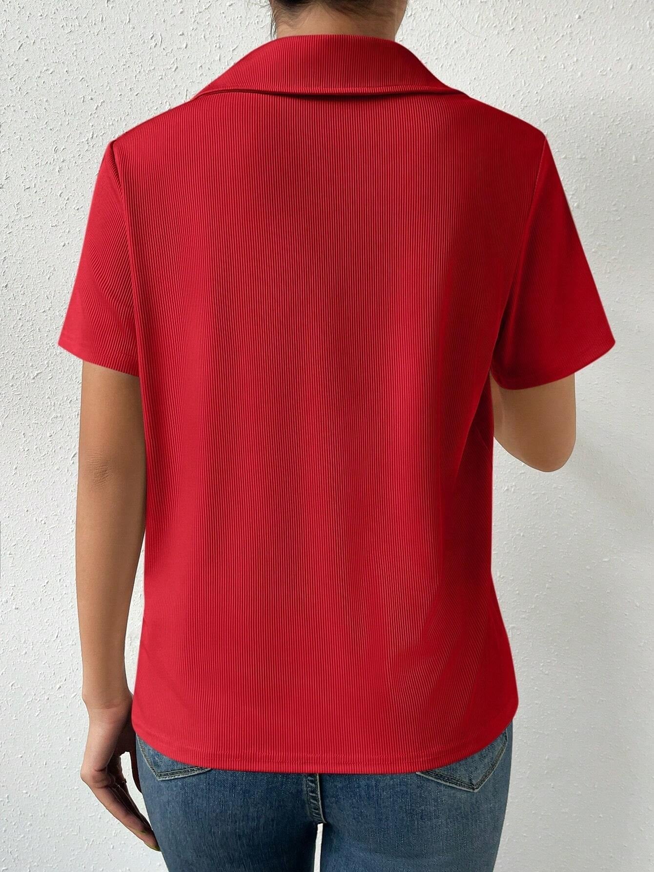 Solid Ribbed Knit Tee