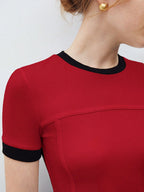 Contrast Trim Round Neck Short Sleeve T-Shirt