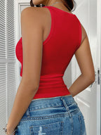 Casual Versatile Solid Color Knit Sports Tank Top