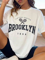 Letter Graphic Drop Shoulder Tee Graphic Tees Women Tops