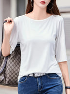 Solid Color Mid-Sleeve T-Shirt