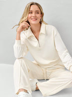 Half Zip Drop Shoulder Sweatshirt & Drawstring Waist Pants