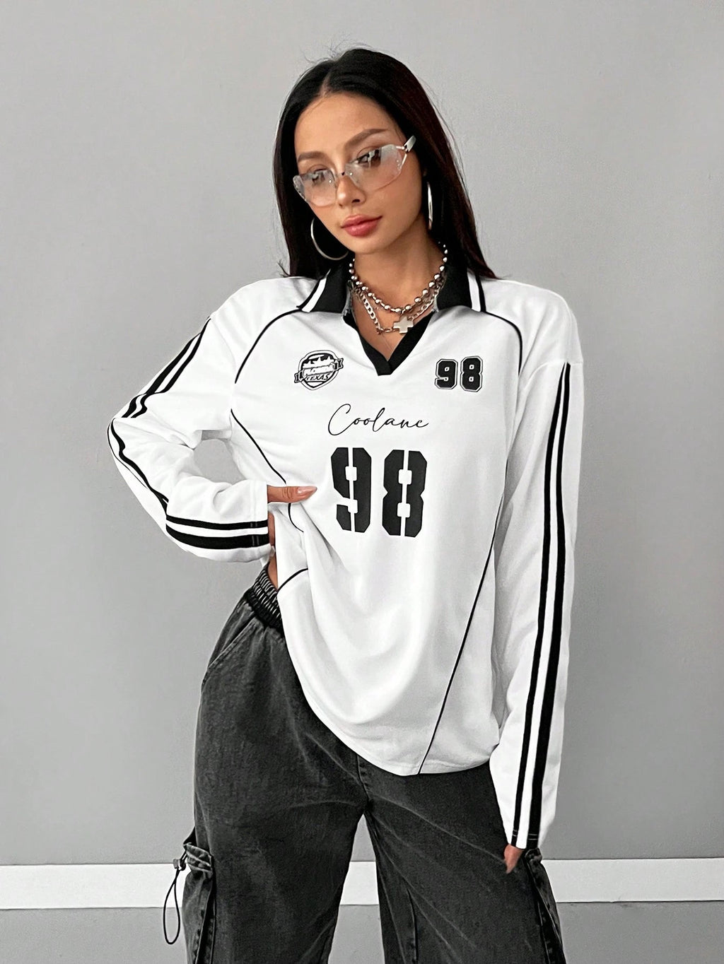 Sportswear Graphics White Over Size Long Sleeve Jersey T-Shirt