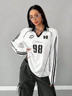Sportswear Graphics White Over Size Long Sleeve Jersey T-Shirt